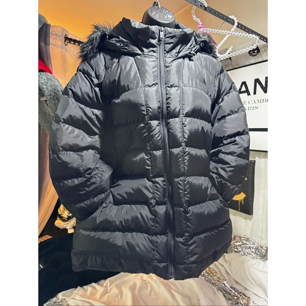 north face Gotham Fur Trim Hooded puffer jacket Coat  womens Xxl 2xl Plus Black
